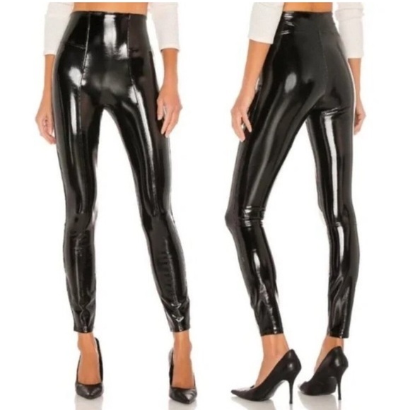 Spanx Shape Faux Leather Patent Leggings High Waist Black Small- 20301R - Picture 1 of 11